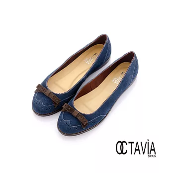 【OCTAVIA】小甜蜜 牛津淺口平底娃娃鞋 - 丹寧藍37丹寧藍