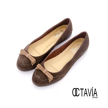 【OCTAVIA】小甜蜜 牛津淺口平底娃娃鞋 -37巧克咖