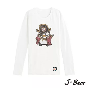 【J-Bear】JB006*MIT 台灣製造 J-Bear新品牌【手繪熊海盜企鵝長袖圓領T恤】白色 8號