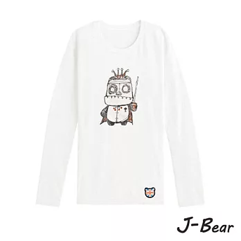 【J-Bear】JB011*MIT 台灣製造 J-Bear新品牌【手繪熊老K我最大長袖圓領T恤】白色 8號