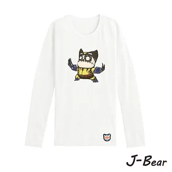 【J-Bear】JB016*MIT 台灣製造 J-Bear新品牌【手繪熊黑傑克長袖圓領T恤】白色 8號