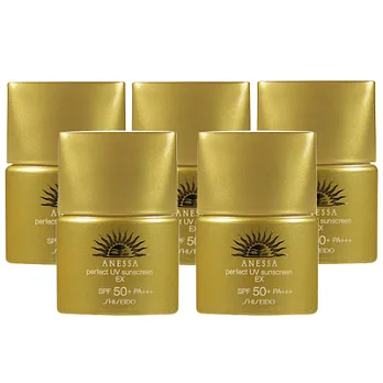 【即期品】資生堂 安耐曬黃金防曬露SPF50+.PA+++(12ml)*5-2014.11