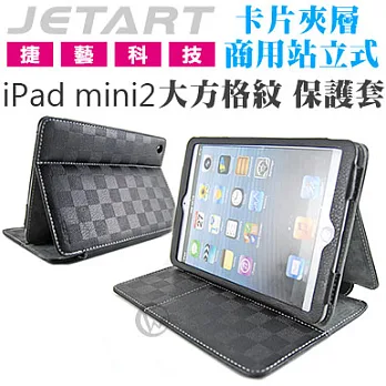 JetArt 捷藝 卡片夾層 商用站立式 iPad mini2 保護套 大方格紋 (SAE030)