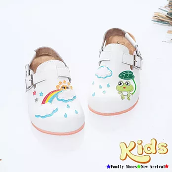 Kids青蛙遊樂園前包後空勃肯風鞋~白色兒童款25白色