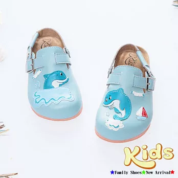 Kids海豚遊樂園前包後空勃肯風鞋~藍色兒童款25藍色
