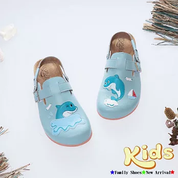 Kids海豚遊樂園前包後空勃肯風鞋~藍色大人款35藍色