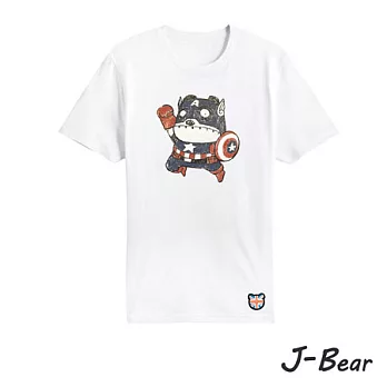 【男人幫Man s Shop】JJ003*MIT 台灣製造 J-Bear新品牌【手繪熊美國隊長短袖圓領T恤】白色 兒童8號