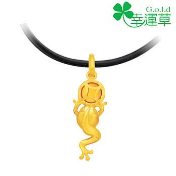 幸運草金飾 ♣金蟾咬財♣ 水晶黃金墜子