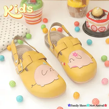 【Kids】粉紅小豬前包後空勃肯風鞋-黃色兒童款25黃色