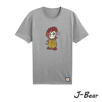 【男人幫Man’s Shop】JJ012*MIT 台灣製造 J-Bear新品牌【手繪熊麥當勞鬼娃怡吉短袖圓領T恤】灰色 兒童8號