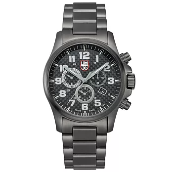 LUMINOX 雷明時M Atacama 戰場系列4.5cm三眼槍管黑腕錶-鋼鏈帶