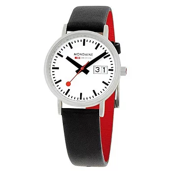 MONDAINE 瑞士國鐵經典平面日期腕錶-霧銀
