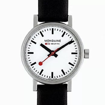Mondaine 瑞士國鐵2.6cm女錶-紅/黑錶帶-黑