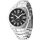 POLICE 條紋風格不鏽鋼時尚腕錶-黑/46mm