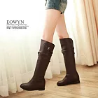 EOWYN.韓系率性簡約素面皮帶釦環造型長筒靴(現貨)38棕色 38