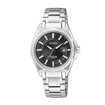 CITIZEN 風靡全球華麗登場時尚鈦金屬腕錶-銀-EW1881-53E
