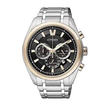 CITIZEN 天生大明星三眼計時運動腕錶(黑)-CA4015-54E