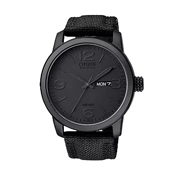 CITIZEN 揚名國際時尚皮帶個性光動能腕錶-黑-BM8475-00F