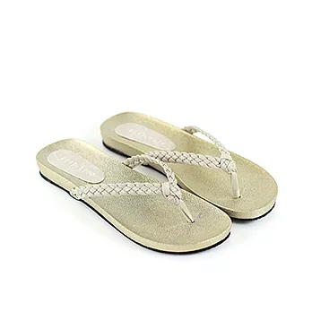 Green Phoenix仲夏編織造型海灘人字夾腳拖鞋35米色