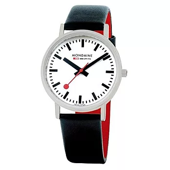 MONDAINE 瑞士國鐵平面經典腕錶-亮銀錶殼