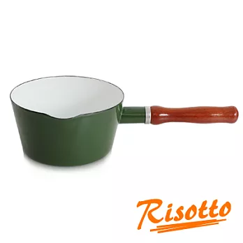 RISOTTO 復古繽紛琺瑯系列-原木單柄牛奶鍋(湖畔碧綠)