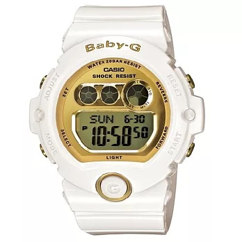 BABY-G 超越巔峰雙飛燕運動休閒時尚腕錶-白金-BG-6901-7