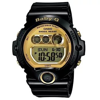 【BABY-G】亮眼系列東方之珠液晶時尚運動腕錶(黑金)-BG-6901-1