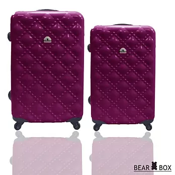BEAR BOX 時尚香奈兒系列PC亮面輕硬殼28吋+24吋旅行箱/行李箱桃紅