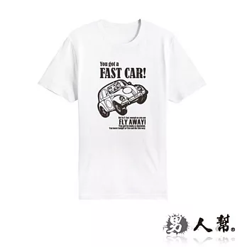 【男人幫Man’’s Shop】T0474*純棉【FAST CAR 塗鴉短袖T恤】白色 S號