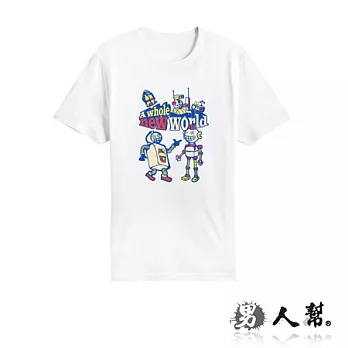 【男人幫Man’’s Shop】T0476*純棉【機器人new world 塗鴉短袖T恤】白色 S號