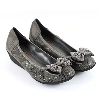 ◤Green Phoenix◥高質感蝴蝶結楔型娃娃包鞋39灰色