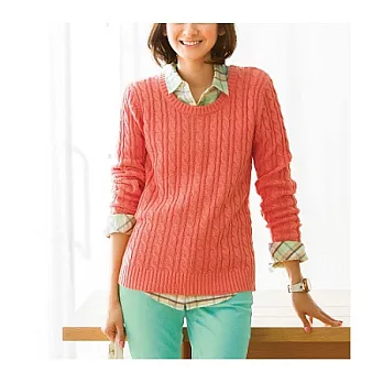 【cecile】素面針織圓領上衣桃粉色/M