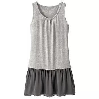 【cecile】雪紡裙襬內搭長版背心淺灰色/L