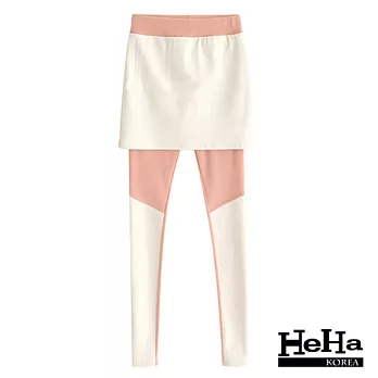 內搭褲 高彈力拼接假兩件九分內搭褲 四色-HeHa-FREE(粉色)