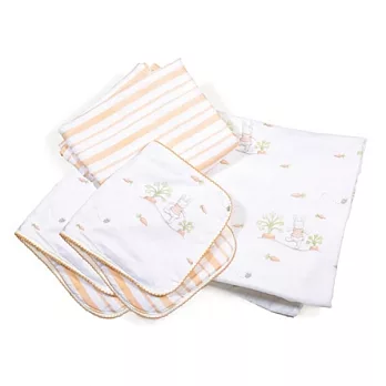 美國Bunnies By The Bay海灣兔,小兔包巾餵奶巾四件組,Bunny Cuddle Me Set