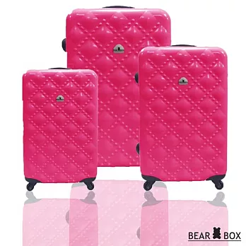 BEAR BOX 時尚香奈兒系列PC亮面輕硬殼3件組旅行箱/行李箱桃紅