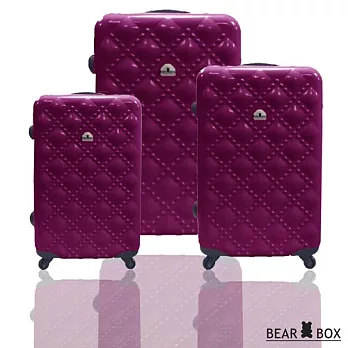 BEAR BOX 時尚香奈兒系列PC亮面輕硬殼3件組旅行箱/行李箱紫