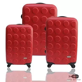 ☆莎莎代言☆Just Beetle積木系列ABS輕硬殼行李箱/旅行箱/登機箱3件組(28+24+20吋)紅色
