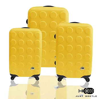 ☆莎莎代言☆Just Beetle積木系列ABS輕硬殼行李箱/旅行箱/登機箱3件組(28+24+20吋)黃色