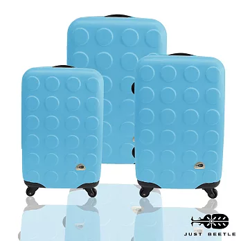 ☆莎莎代言☆Just Beetle積木系列ABS輕硬殼行李箱/旅行箱/登機箱3件組(28+24+20吋)天藍色