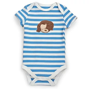 美國Bunnies By The Bay海灣兔,水手狗橫條紋短袖包臀衣(9~12M),“No Sniffing” Bunsie-Blue Stripe