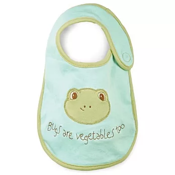 美國Bunnies By The Bay海灣兔,綠蛙純棉圍兜,“Bugs Are Vegetables” Bib-Aqua