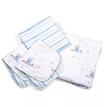 美國Bunnies By The Bay海灣兔,小熊包巾餵奶巾四件組,Bear Cuddle Me Set