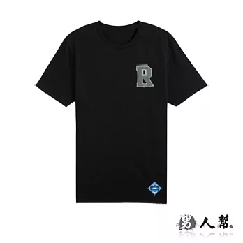 【男人幫】T0970*MIT 台灣製 純棉【貼布字母英文R純棉短袖T恤】黑色2S號(女生M號)