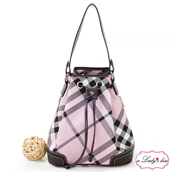 【a Lady ’s真皮】英倫皇家優雅二用水桶包(A組)粉紅