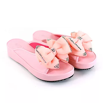 ◤Green Phoenix◥蝴蝶結閃鑽輕巧休閒拖鞋39粉紅色