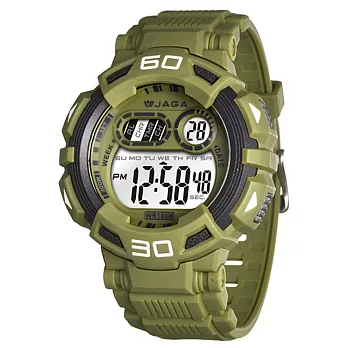 JAGA捷卡M1001多功能防水運動電子錶(墨綠)