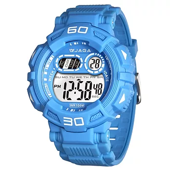 JAGA捷卡M1001多功能防水運動電子錶(藍色)
