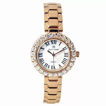 《Royal Crown》6305優雅璀燦爵士晶鑲鑽腕錶(玫瑰金)