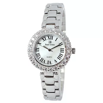 《Royal Crown》6305優雅璀燦爵士晶鑲鑽腕錶(晶鑽銀)